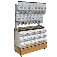 Bulk Food Merchandising Fixture with 16 ProSeries Dispensers and 12 Scoop Bins-Sells Up to 40 Items